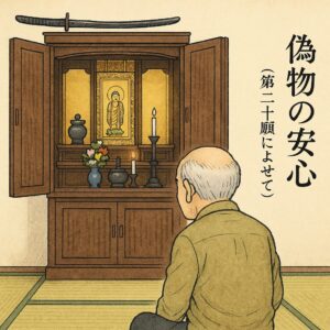欠けた刀を仏壇の上に置いたお爺ちゃんと、そこに射す柔らかな光